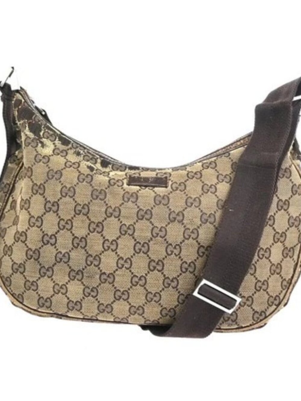 GUCCI Logo GG Pattern Crossbody Bag Canvas Leather Beige Italy SHW 09PA272